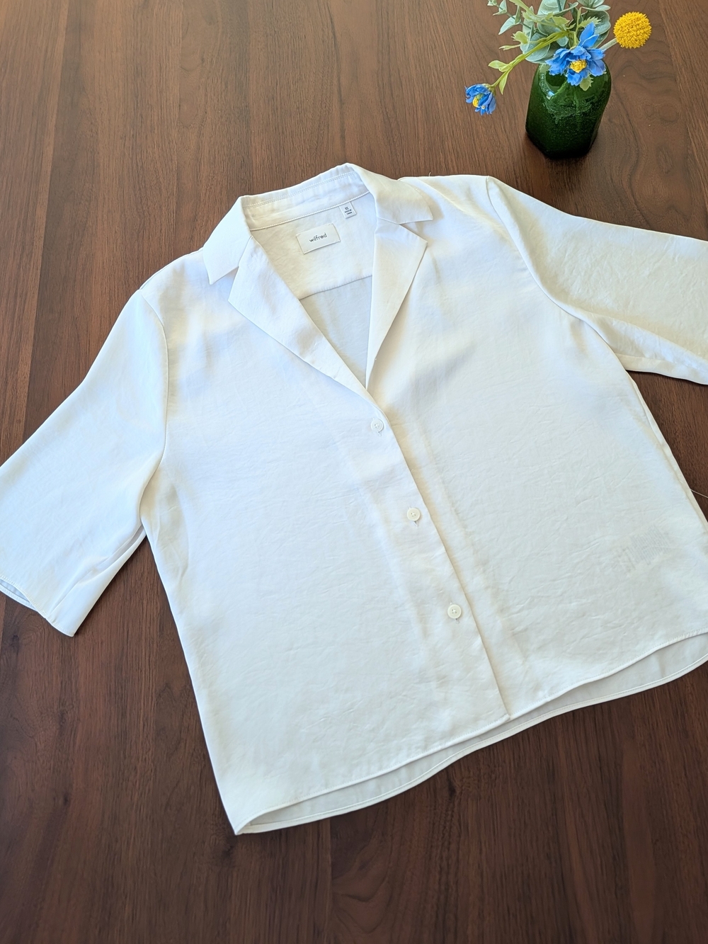 Aritzia Wilfred Ivory Satin Blouse